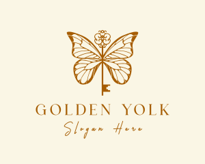 Golden Butterfly Key logo design