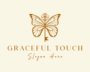 Golden Butterfly Key logo design