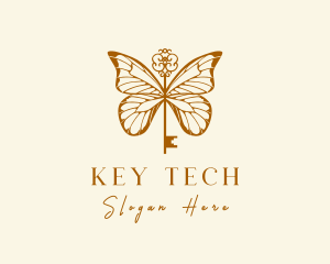 Golden Butterfly Key logo design