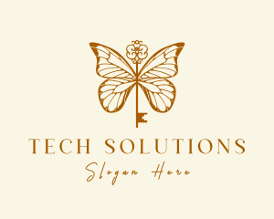 Golden Butterfly Key logo design