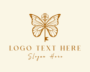 Golden - Golden Butterfly Key logo design