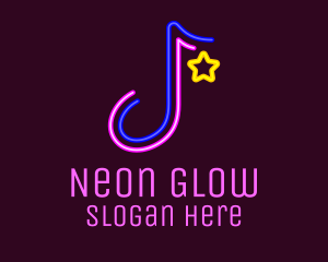 Neon Musical Note logo design