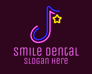 Playlist - Neon Musical Note logo design