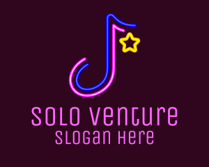 Neon Musical Note logo design