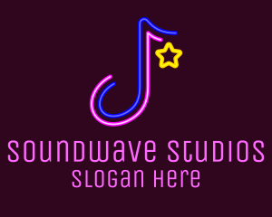 Album - Neon Musical Note logo design