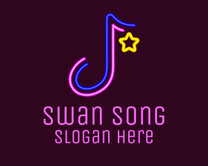 Neon Musical Note logo design