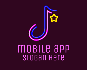 Singer - Neon Musical Note logo design