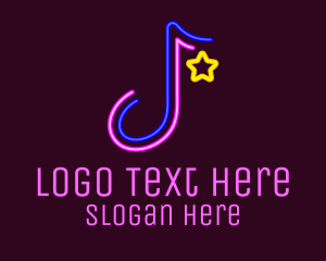 Playlist - Neon Musical Note logo design