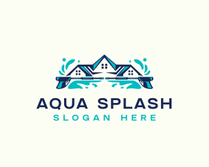 Power Wash Roof Splash logo design