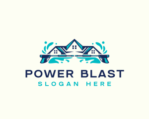 Power Wash Roof Splash logo design