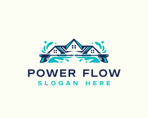 Power Wash Roof Splash logo design