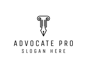 Advocate - Law Colum Pen Nib logo design