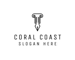 Law Colum Pen Nib logo design