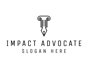 Advocate - Law Colum Pen Nib logo design