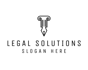 Law - Law Colum Pen Nib logo design