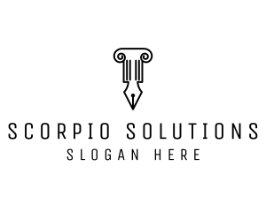 Law Colum Pen Nib logo design