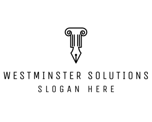 Law Colum Pen Nib logo design