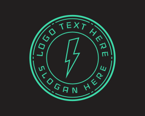 Flash - Techno Lightning Badge logo design