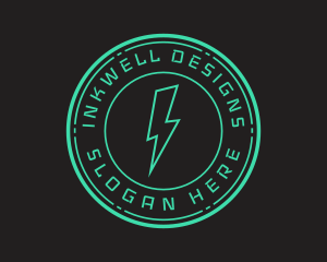 Neon - Techno Lightning Badge logo design