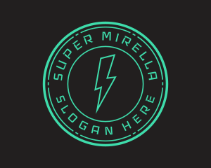 Multimedia - Techno Lightning Badge logo design