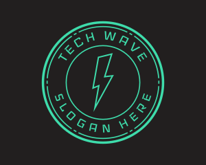 Techno Lightning Badge logo design