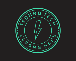 Techno - Techno Lightning Badge logo design