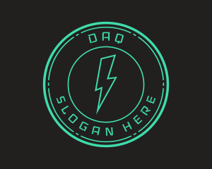 Futuristic - Techno Lightning Badge logo design
