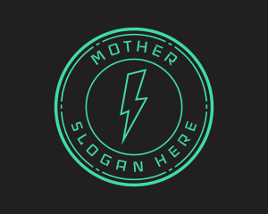Cyber - Techno Lightning Badge logo design