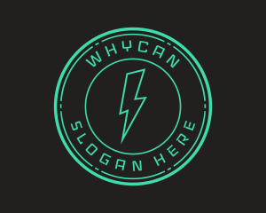 Futuristic - Techno Lightning Badge logo design