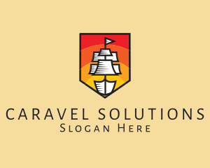 Caravel - Galleon Ship Sailing logo design
