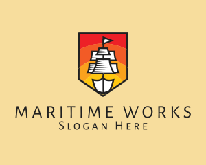 Galleon Ship Sailing logo design