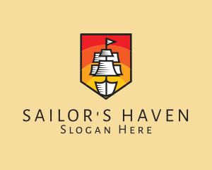 Galleon Ship Sailing logo design