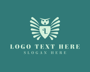 Owl - Owl Crest Shield Wings logo design