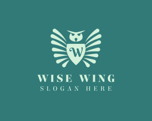 Owl Crest Shield Wings logo design