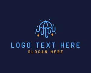 Rain - Umbrella Storm Weatherproofing logo design