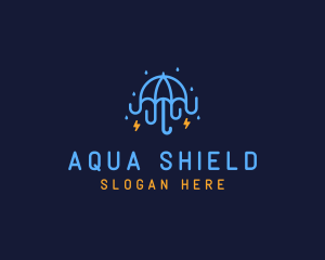 Waterproof - Umbrella Storm Weatherproofing logo design