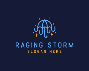 Umbrella Storm Weather logo design