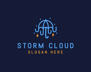 Umbrella Storm Weather logo design