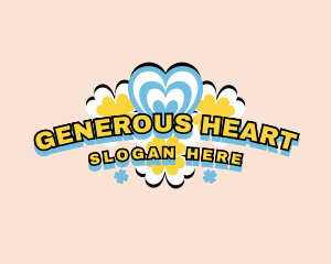 Retro Flower Heart logo design