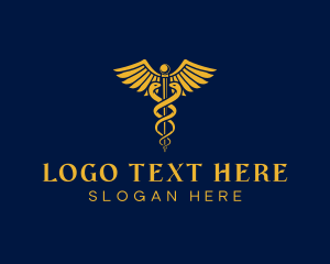 Staff - Medical Wing Snake Staff logo design