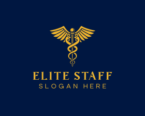Staff - Medical Wing Snake Staff logo design