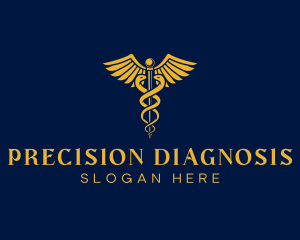 Diagnosis - Medical Wing Snake Staff logo design