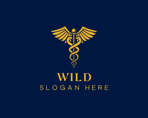Staff - Medical Wing Snake Staff logo design