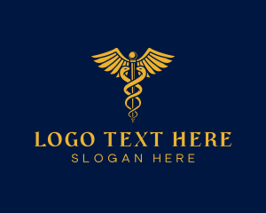 Diagnosis - Medical Wing Snake Staff logo design
