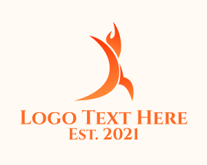 Stretching - Yoga Pose Fire Therapy logo design