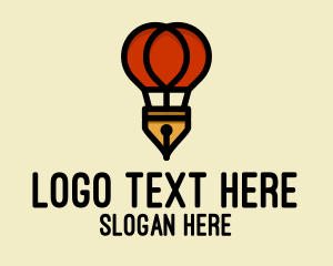 Fountain Pen - Hot Air Balloon Pen logo design