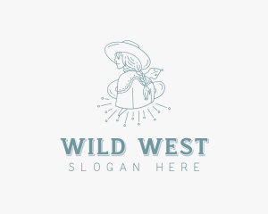 Cowgirl Woman Buckaroo logo design