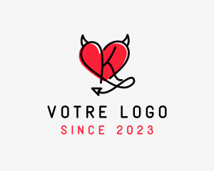 Erotic - Adult Devil Heart Letter K logo design
