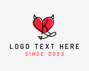 Adult - Adult Devil Heart Letter K logo design
