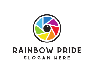 Gay - Rainbow Camera Lens logo design